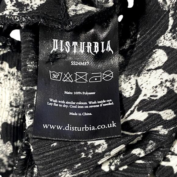 Distubia Floral Print Puff Sleeve Gothic Emo Alt Midi Dress - Picture 12 of 12